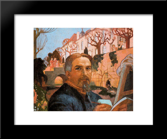 Self-Portrait With His Family In Front Of Their House 20x24 Black Modern Wood Framed Art Print Poster by Denis, Maurice