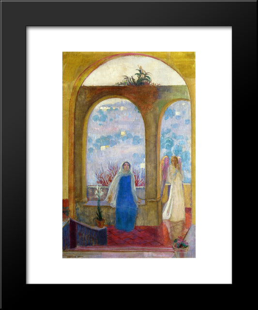 The Annunciation Under The Arch With Lilies 20x24 Black Modern Wood Framed Art Print Poster by Denis, Maurice