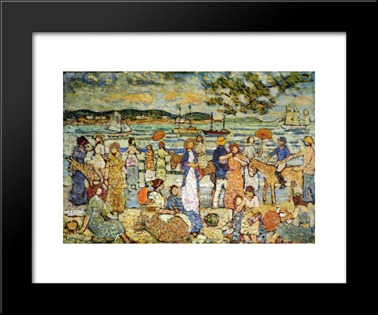 Along The Shore 20x24 Black Modern Wood Framed Art Print Poster by Prendergast, Maurice