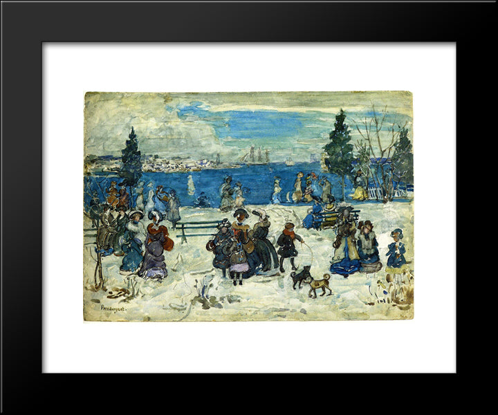 April Snow, Salem 20x24 Black Modern Wood Framed Art Print Poster by Prendergast, Maurice