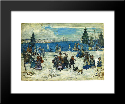 April Snow, Salem 20x24 Black Modern Wood Framed Art Print Poster by Prendergast, Maurice