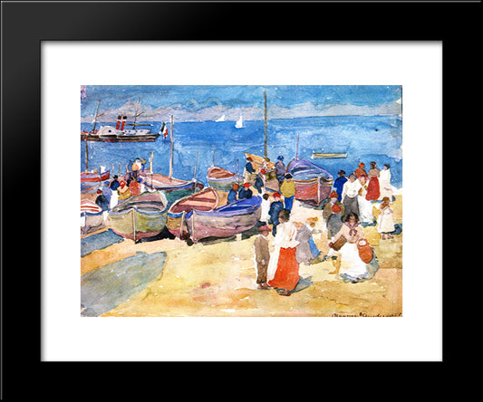 At The Shore (Capri) 20x24 Black Modern Wood Framed Art Print Poster by Prendergast, Maurice