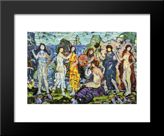 Bathers 20x24 Black Modern Wood Framed Art Print Poster by Prendergast, Maurice