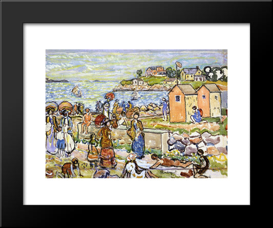 Bathers And Strollers 20x24 Black Modern Wood Framed Art Print Poster by Prendergast, Maurice