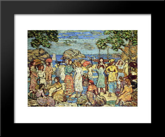 Beach At Gloucester 20x24 Black Modern Wood Framed Art Print Poster by Prendergast, Maurice