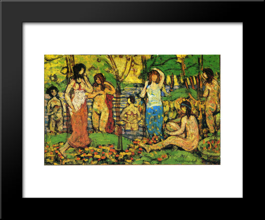 Beach No. 3 20x24 Black Modern Wood Framed Art Print Poster by Prendergast, Maurice