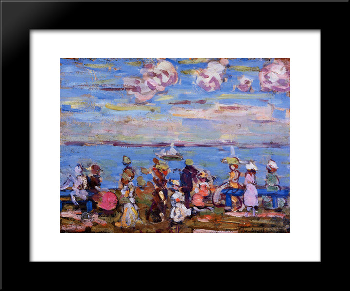 Beach Scene No. 4 20x24 Black Modern Wood Framed Art Print Poster by Prendergast, Maurice