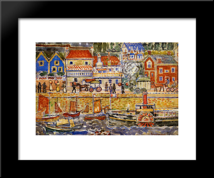 Boat Landing, Dinnard 20x24 Black Modern Wood Framed Art Print Poster by Prendergast, Maurice