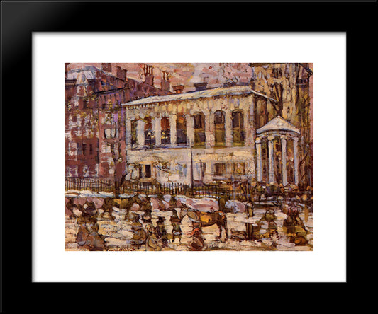 Boston, Snowy Day 20x24 Black Modern Wood Framed Art Print Poster by Prendergast, Maurice