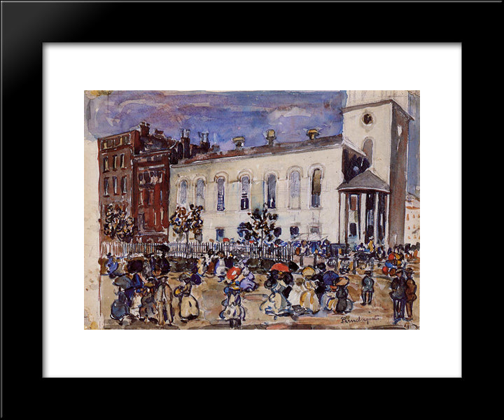 Boston (Also Known As Park St., Boston) 20x24 Black Modern Wood Framed Art Print Poster by Prendergast, Maurice