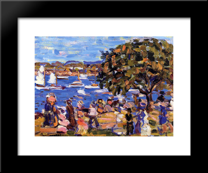 Buck'S Harbor 20x24 Black Modern Wood Framed Art Print Poster by Prendergast, Maurice