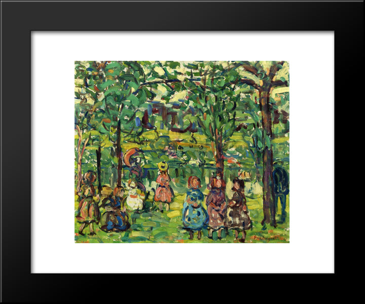 Children In The Park 20x24 Black Modern Wood Framed Art Print Poster by Prendergast, Maurice