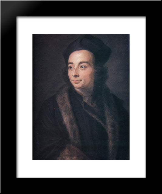 Abbot Jean Jacques Huber 20x24 Black Modern Wood Framed Art Print Poster by La Tour, Maurice Quentin de