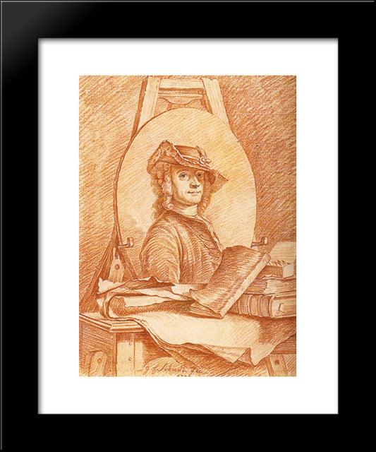 Georg Friedrich Schmidt 20x24 Black Modern Wood Framed Art Print Poster by La Tour, Maurice Quentin de