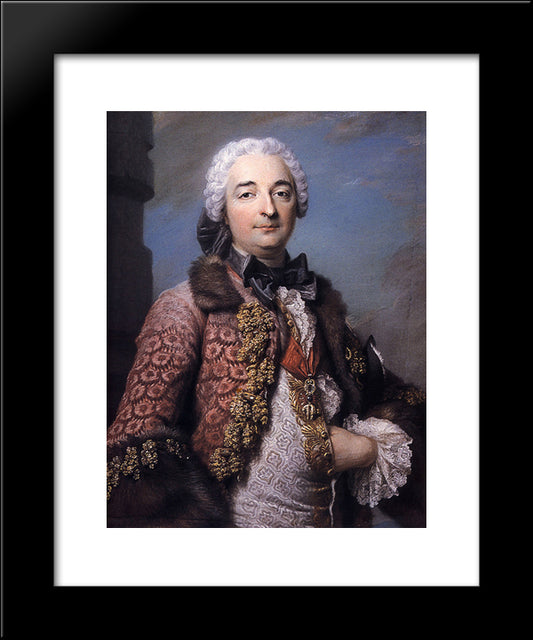 Honore Armand, Duke Of Villars 20x24 Black Modern Wood Framed Art Print Poster by La Tour, Maurice Quentin de