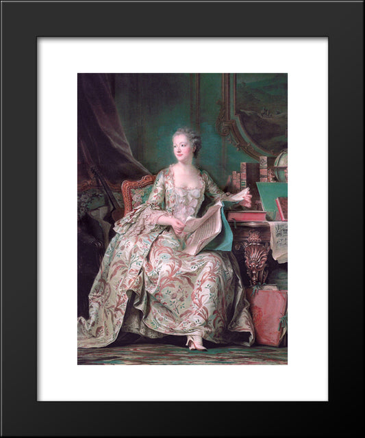 Jeanne Antoinette Poisson, Marquise De Pompadour 20x24 Black Modern Wood Framed Art Print Poster by La Tour, Maurice Quentin de