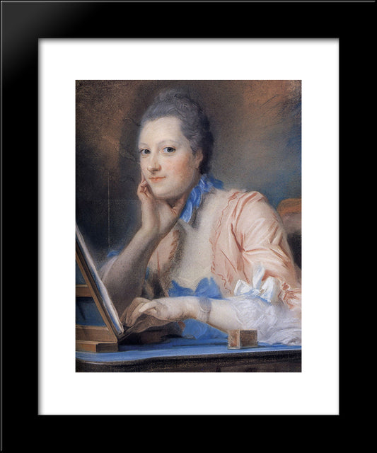 Madame De La Poupliniere 20x24 Black Modern Wood Framed Art Print Poster by La Tour, Maurice Quentin de