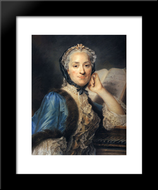 Madame De Mondonville 20x24 Black Modern Wood Framed Art Print Poster by La Tour, Maurice Quentin de