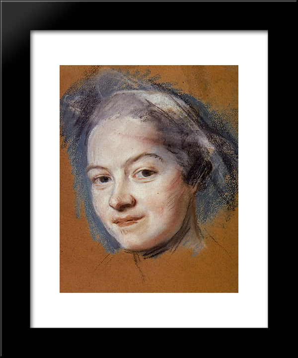 Madame Favart 20x24 Black Modern Wood Framed Art Print Poster by La Tour, Maurice Quentin de