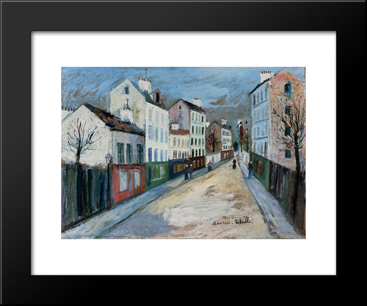 A Street In A Suburb Of Paris 20x24 Black Modern Wood Framed Art Print Poster by Utrillo, Maurice