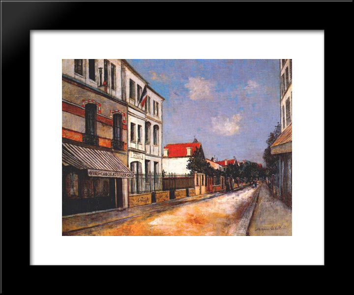 Asnieres Street 20x24 Black Modern Wood Framed Art Print Poster by Utrillo, Maurice