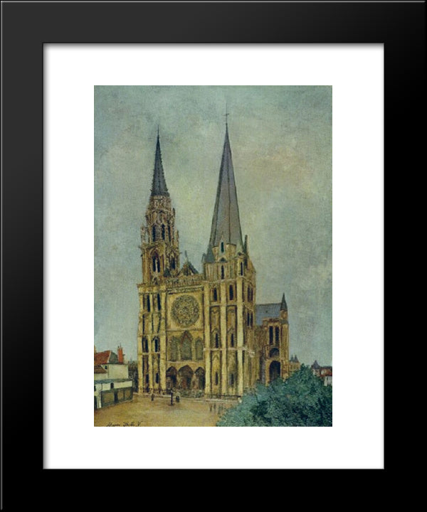 Chartres Cathedral 20x24 Black Modern Wood Framed Art Print Poster by Utrillo, Maurice