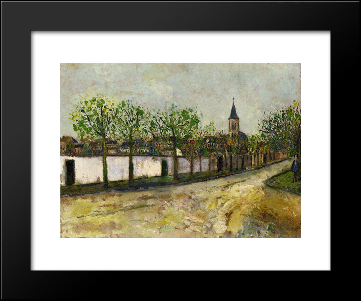 Church And Street In Montmagny 20x24 Black Modern Wood Framed Art Print Poster by Utrillo, Maurice