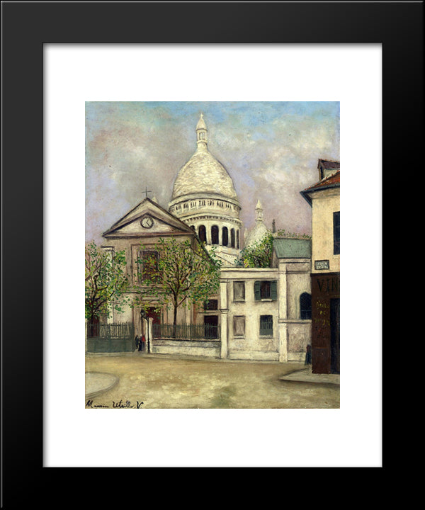 Church Of St. Pierre And The Dome Of Sacre Coeur 20x24 Black Modern Wood Framed Art Print Poster by Utrillo, Maurice