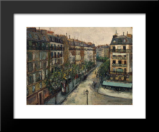 Custine Street Near Montmartre 20x24 Black Modern Wood Framed Art Print Poster by Utrillo, Maurice