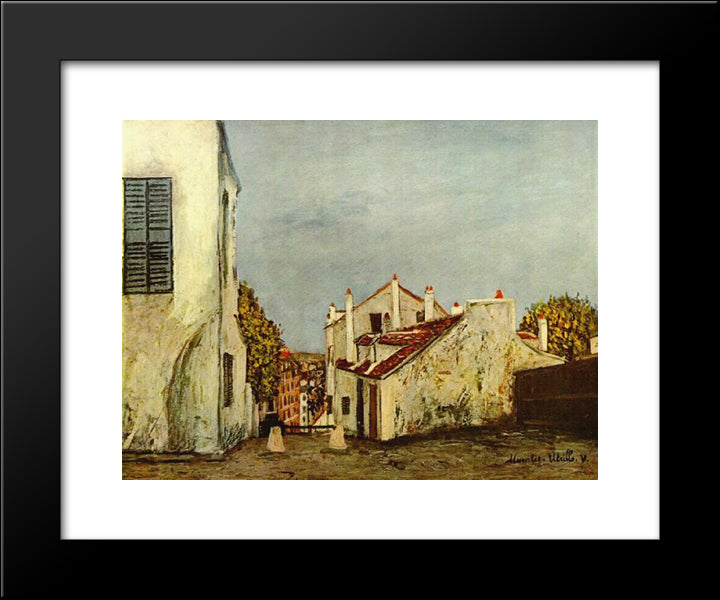 Houses In Montmartre 20x24 Black Modern Wood Framed Art Print Poster by Utrillo, Maurice