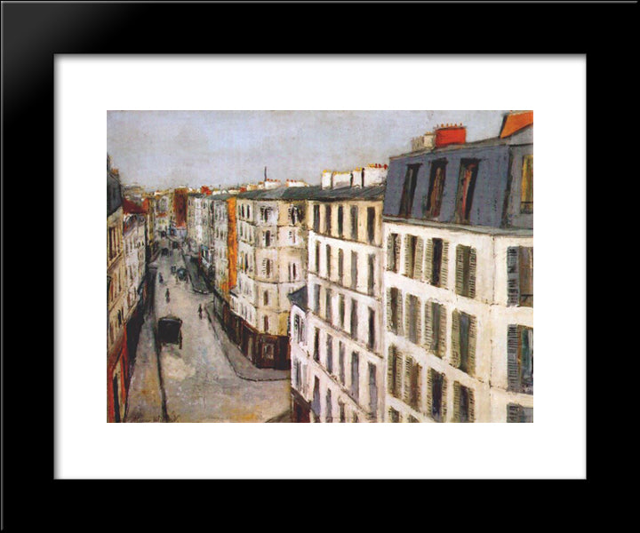Jonquiere Street 20x24 Black Modern Wood Framed Art Print Poster by Utrillo, Maurice