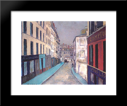 Marcadet Street 20x24 Black Modern Wood Framed Art Print Poster by Utrillo, Maurice
