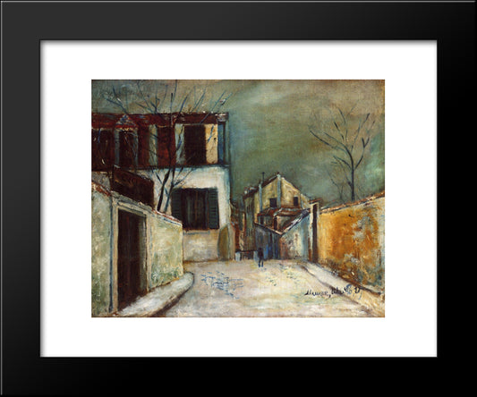 Mont - Cenis Street In The Snow 20x24 Black Modern Wood Framed Art Print Poster by Utrillo, Maurice