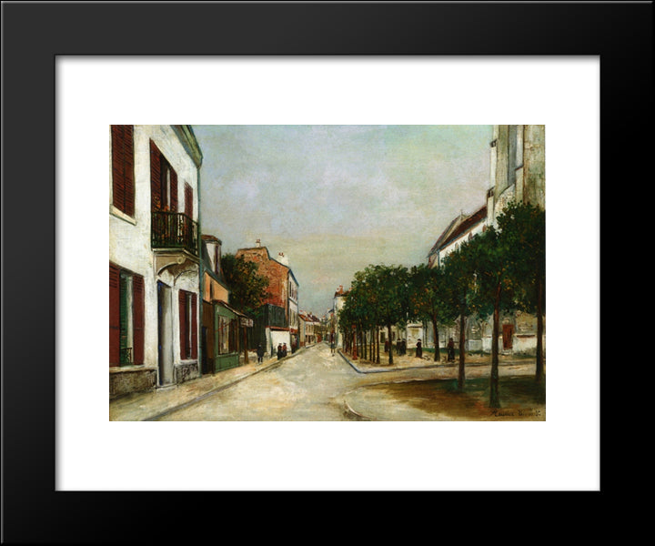 Moutier Street And Square De La Mairie 20x24 Black Modern Wood Framed Art Print Poster by Utrillo, Maurice