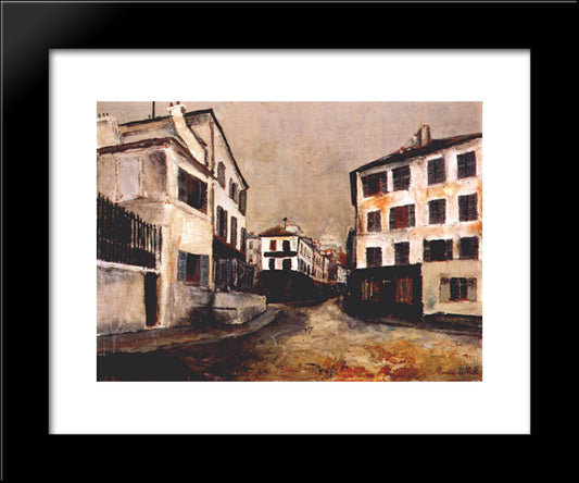 Norvins Street 20x24 Black Modern Wood Framed Art Print Poster by Utrillo, Maurice