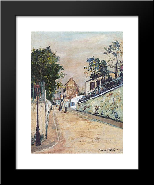 Norvins Street Near Montmartre 20x24 Black Modern Wood Framed Art Print Poster by Utrillo, Maurice