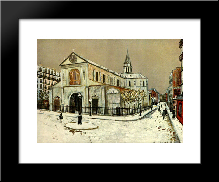 Notre - Dame De Clignantcourt 20x24 Black Modern Wood Framed Art Print Poster by Utrillo, Maurice