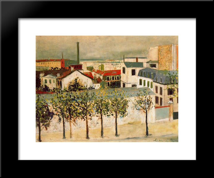 Paris Suburbs 20x24 Black Modern Wood Framed Art Print Poster by Utrillo, Maurice