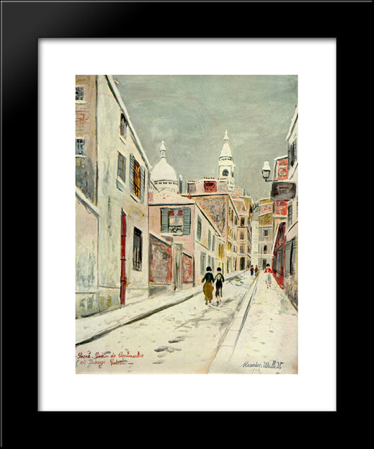 Sacre - Coeur And Passage Cottin 20x24 Black Modern Wood Framed Art Print Poster by Utrillo, Maurice