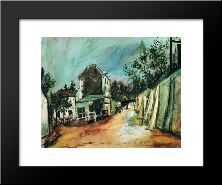Saint - Vincent Stree And The Lapin Agile 20x24 Black Modern Wood Framed Art Print Poster by Utrillo, Maurice