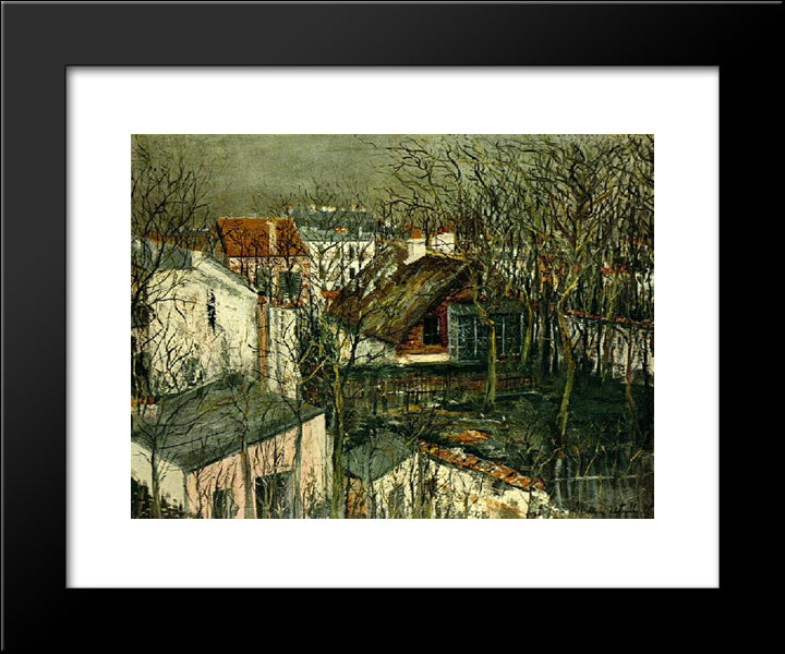 The Berlioz House 20x24 Black Modern Wood Framed Art Print Poster by Utrillo, Maurice