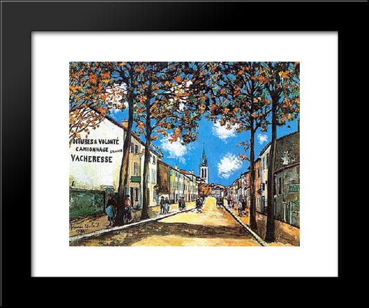 The Quartier Saint - Romain At Anse, Rhone 20x24 Black Modern Wood Framed Art Print Poster by Utrillo, Maurice