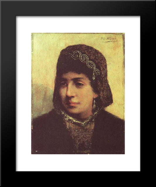 Head Of A Jewish Bride 20x24 Black Modern Wood Framed Art Print Poster by Gottlieb, Maurycy