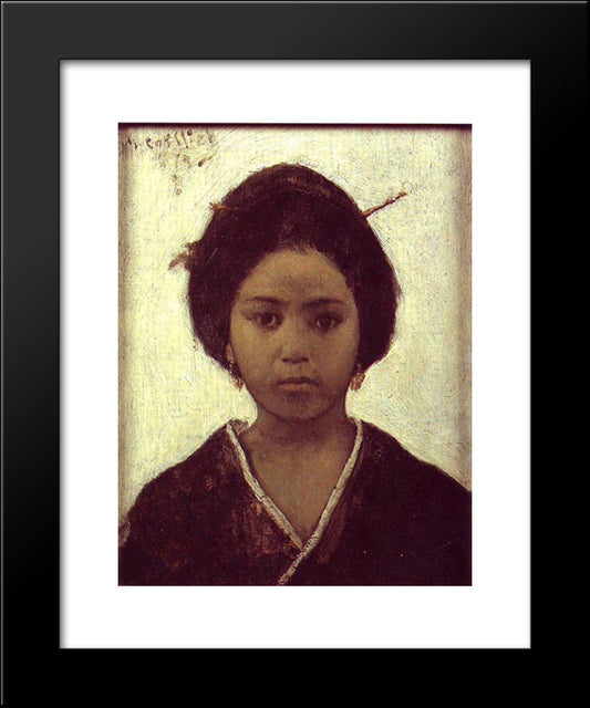 Japanese Woman 20x24 Black Modern Wood Framed Art Print Poster by Gottlieb, Maurycy