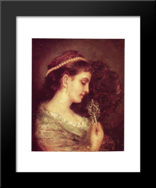 Lady With A Fan 20x24 Black Modern Wood Framed Art Print Poster by Gottlieb, Maurycy