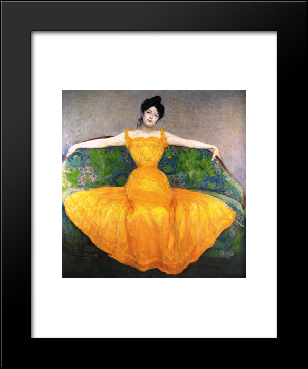 Lady In Yellow Dress 20x24 Black Modern Wood Framed Art Print Poster by Kurzweil, Max