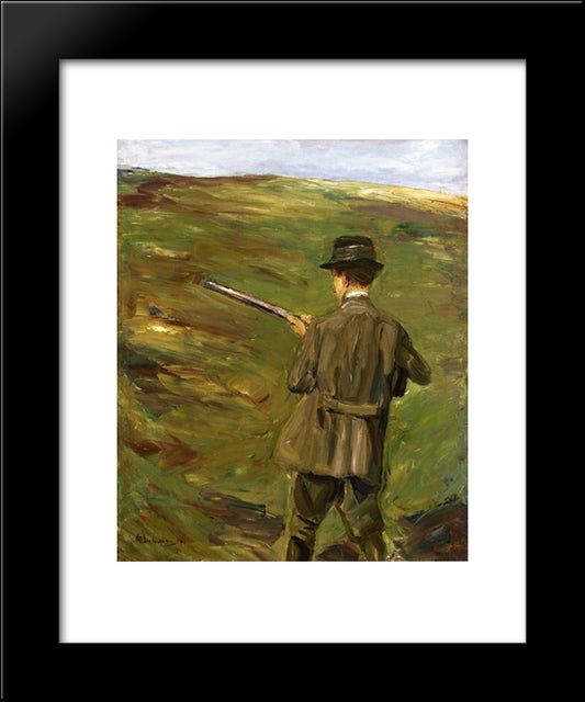 A Hunter In The Dunes 20x24 Black Modern Wood Framed Art Print Poster by Liebermann, Max