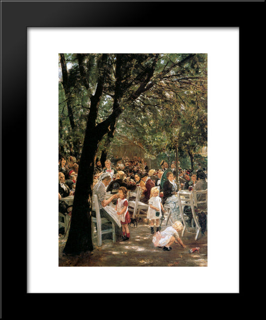 Beer Garden In Munchen 20x24 Black Modern Wood Framed Art Print Poster by Liebermann, Max