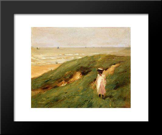 Dune Near Nordwijk With Child 20x24 Black Modern Wood Framed Art Print Poster by Liebermann, Max