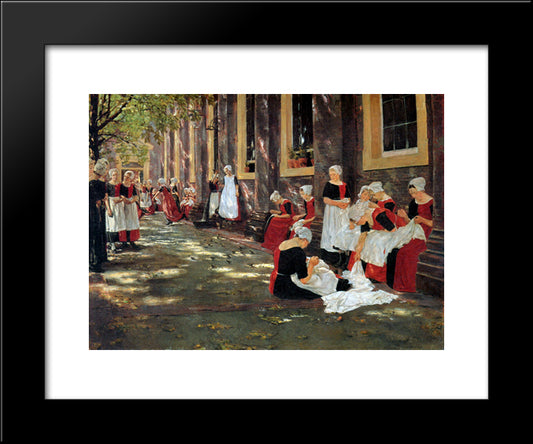 Free Hour At Amsterdam Orphanage 20x24 Black Modern Wood Framed Art Print Poster by Liebermann, Max